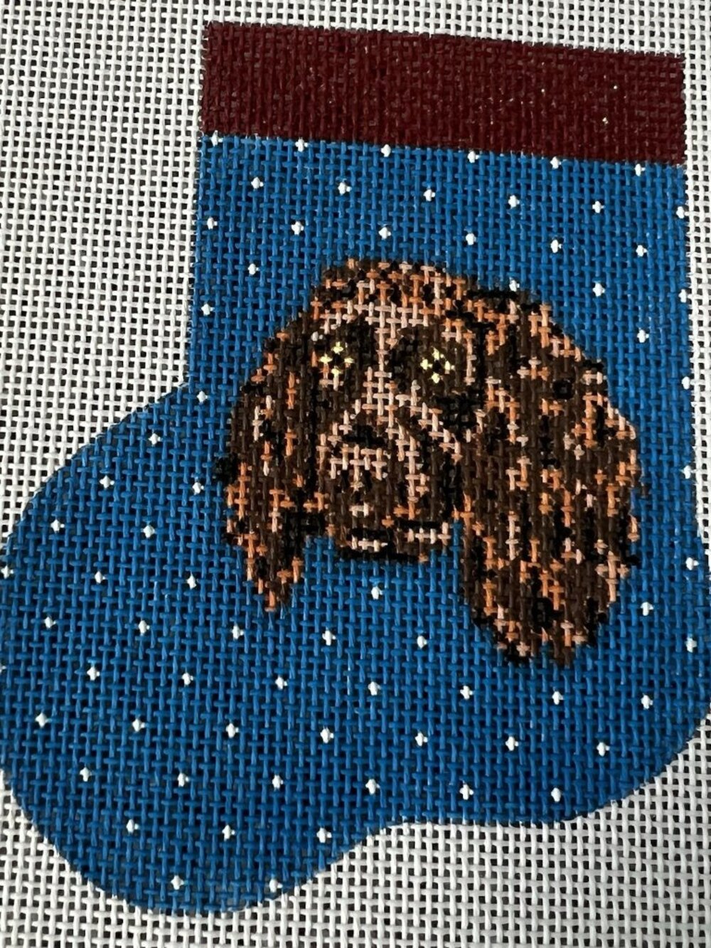 Spaniel Mini Stocking Needlepoint Ornament A Bradley Hand Painted 18 Ct